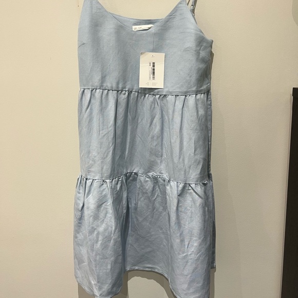 Brand NEW NWT OAK + FORT Tiered Blue Dress - Picture 1 of 9